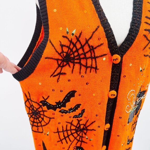 Novelty Plus Size Halloween Knit Button Up Cardigan - 1X - Picture 3 of 9